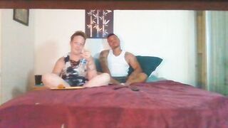 Sexy busty milf smoking while guy slides his hands up her skirt and plays with her pussy