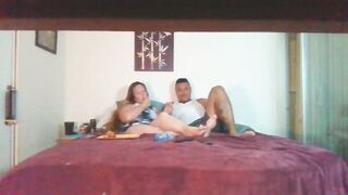 Sexy busty milf smoking while guy slides his hands up her skirt and plays with her pussy