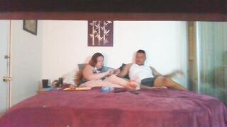 Sexy busty milf smoking while guy slides his hands up her skirt and plays with her pussy