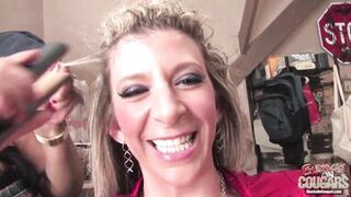 Sara Jay gets filled up with thick black cum behind the scenes