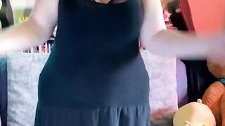 Edging Orgasms - WeVibe and Hitachi - Black Dress Stripping - BBW 38G Torpedo Bra and G-string