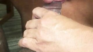 Cheating wife BBW step mom Kelli Bleu gives rough sloppy deepthroat for big cumshot from BBC daddy - 3 image