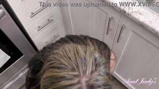 AuntJudys - 43yo Big-Booty MILF Brandii Banks Sucks Your Cock in the Kitchen