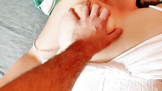 My big tits have orgasm with toy and my husband