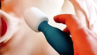 My big tits have orgasm with toy and my husband