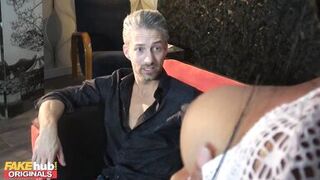 FAKEhub - Horny Ebony MILF uses her sexy lips and big tits and ass in job interview to seduce boss - 2 image
