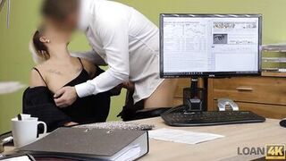 LOAN4K. Admirable twosome of MILF and agent who gives loan