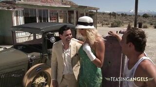 Two naughty guys get to fuck three horny sluts