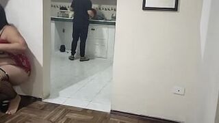 Cuckold fucking my best friend's wife while she is in the kitchen What a good woman she has