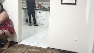 Cuckold fucking my best friend's wife while she is in the kitchen What a good woman she has