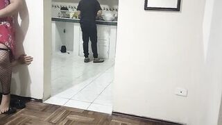 Cuckold fucking my best friend's wife while she is in the kitchen What a good woman she has