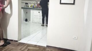 Cuckold fucking my best friend's wife while she is in the kitchen What a good woman she has