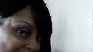 Cute ebony BBWs talk to the camera behind the scenes