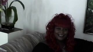 Cute ebony BBWs talk to the camera behind the scenes