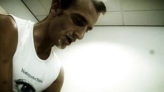 Busty stepmom gets covered in food and fucking with her stepson in the kitchen