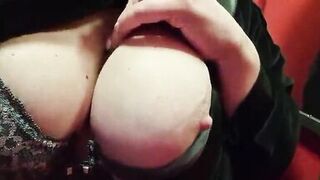 Touching big boobs in elevator