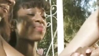 Double Choclate Ebony MILF Handjob 3some For Horny