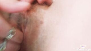 Sexy Girl with Big Tits Fingering Pussy in the Bathroom