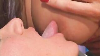 Hot lesbian bimbos lick and finger each other's holes in bed