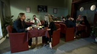 Blond slut is naked and riding a cock in restaurant - 2 image