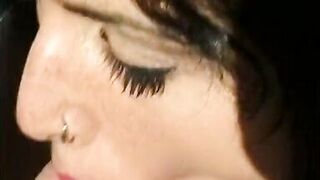 Tattoed brunette with round boobs begs for dickpeneteration