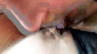 Bald daddy sucks a dildo, and then fucks his perky slut with it! My wife is dirty lustful whore .!.