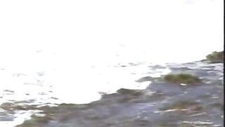 Tanned blonde and a dude are fucking on the beach