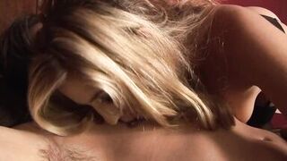 Big tits blonde has a creamie after facesitting action