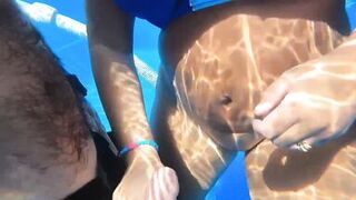 Sexy Joy takes a Creampie in the Pool