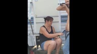 Fun at camp leads to cum on tits