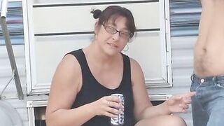 Fun at camp leads to cum on tits