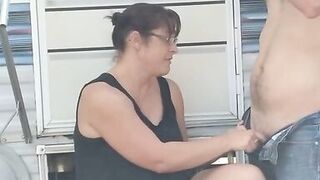 Fun at camp leads to cum on tits