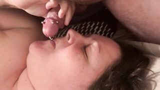 BBW Sucks Stepdad BOD Cock Good Close up of Pierced Cock