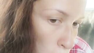 Sucking Dildo on the Summer Veranda