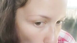 Sucking Dildo on the Summer Veranda