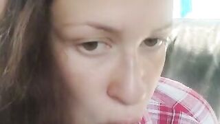 Sucking Dildo on the Summer Veranda