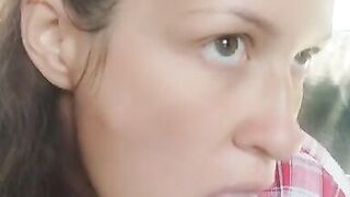 Sucking Dildo on the Summer Veranda