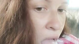 Sucking Dildo on the Summer Veranda