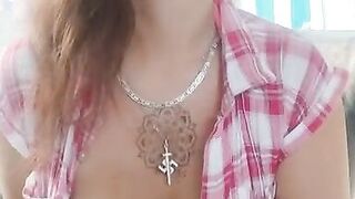 Sucking Dildo on the Summer Veranda