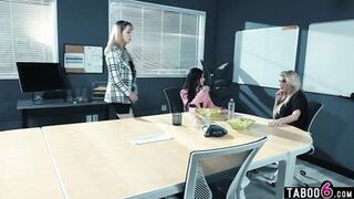 Swapping secretaries becomes lesbian sex in the office