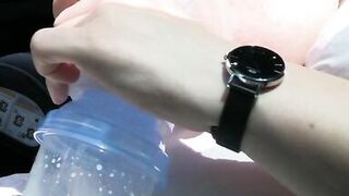 Pumping my Big Milk Tits Empty in the Car