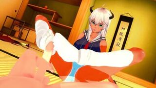 MINOTAUR CHAN LOVES FOOTJOB AND JERKS OFF a DICK WITH HIS BIG FEET : 3D Hentai