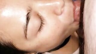 Asian Blowjob Queen Hairy Pussy Fingered and Cumshot Facial Load of Semen