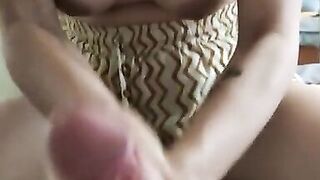 She Loves to make me Cum with her Hand, Asian MILF and Big Italian Cock