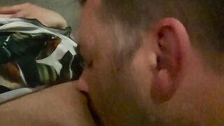 Hot Guy Softly Licks Blonde MILF Pussy and she has a Huge Screaming Orgasm