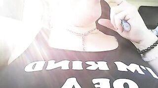 BBW Smoking Topless in Secret with Big Tits out