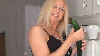 EXTREME HUGE CUCUMBER for fit and Sexy German MILF! Gape!