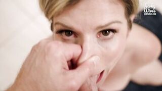 Dare my Step Mom to Deep Throat my Cock and Swallow all my Cum - Cory Chase