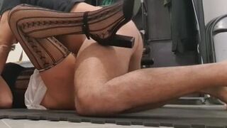 Step Mom with Stocking and Sexy Lingerie that have Sex in the School, she is Teacher