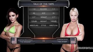 Agatha Delicious vs London River in Lesbian Sex Fight with Kissing and Pussy Licking